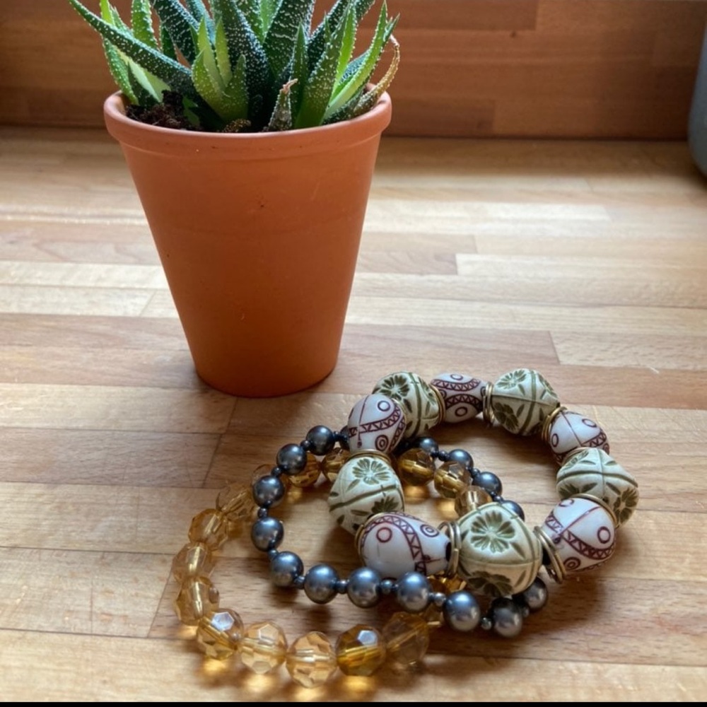 Three Mulit-Color Bohemian Bangle Bracelets 🌿
